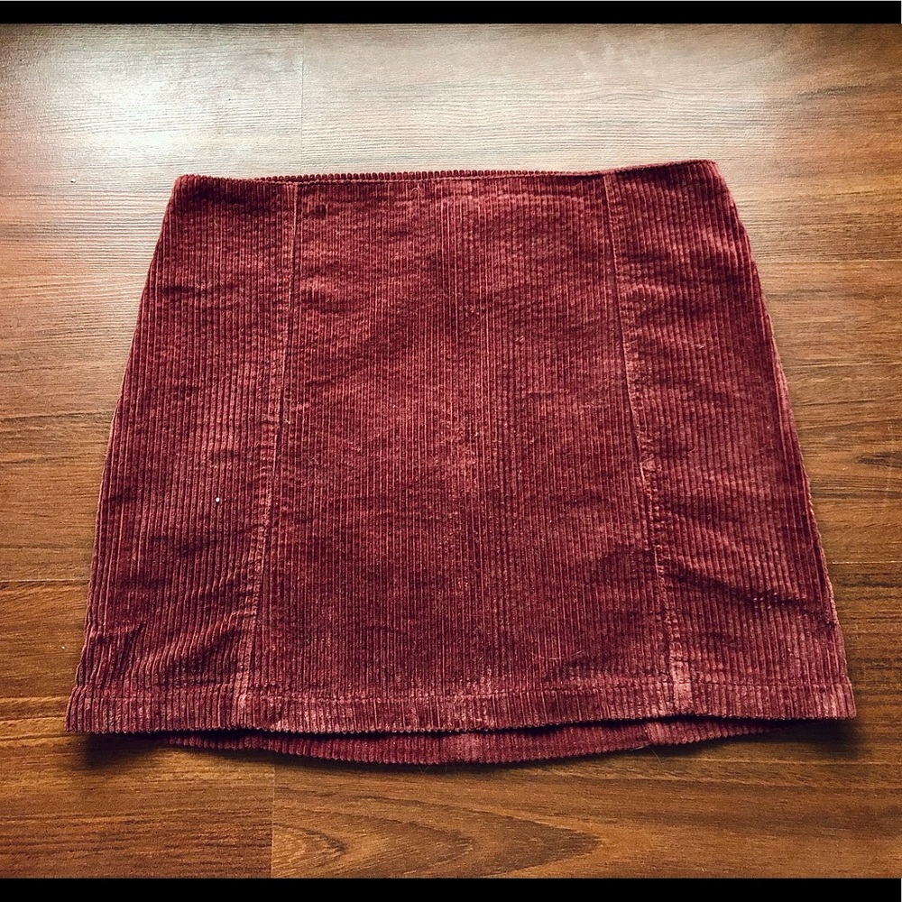 Corduroy Maroon Mini Skirt